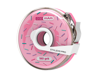 Replaceable file tape pampam Expert 180 grit in a plastic reel
