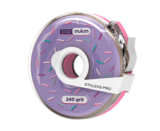 Replaceable file tape pampam Expert 240 grit in a plastic reel